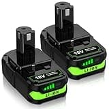 BATTOOL 2Packs 4.0Ah Lithium Battery Replacement for Ryobi 18V Battery P102 P103 P104 P105 P107 P108 P109 P122 Compatible with Ryobi 18V Cordless Power Tools