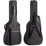 CAHAYA 41 In Acoustic Guitar Bag 0.35 In Thick Padding Water Resistent Dual Adjustable Shoulder Strap Guitar Case Gig Bag with Back Hanger Loop, Black CY0152