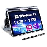 KOOTIGERS 8" Mini Laptop, 2-in-1 Laptop Tablet Small Laptop Computer HD Touchscreen Pocket PC,Windows 11 Pro, Intel N100 4-Core, 12GB LPDDR5 RAM, 1TB M.2 SSD, WiFi 6, Gigabit Ethernet