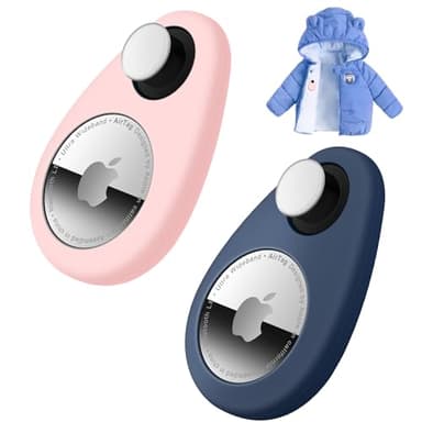 for Airtag Holder for Kids Baby Toddler Hidden 2 Pack GPS Tracker Case, Anti-Removal Airtag Silicone Case with Safety Pins, Suitable for Children, Elderly, Pets, Backpack, Luggage (Blue+Pink)
