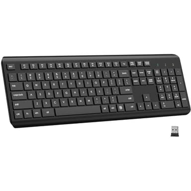 EDJO Wireless Keyboard, 2.4G Full-Sized Cordless USB Silent Computer Keyboard, Ergonomic Tilt Angle, Sleep Mode, Long Battery Life, for Windows, Mac OS Laptop/PC/Desktop/Notebook