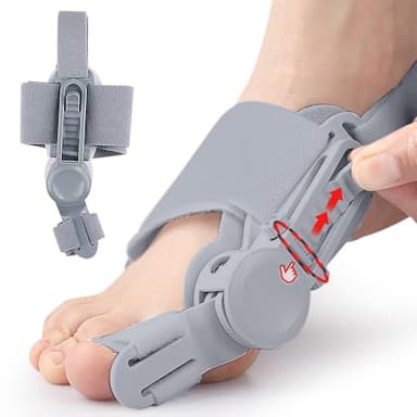Bunion Corrector for Women & Men - Adjustable Nighttime Big Toe Straightener Bunions Splint with ABS Support for Hallux Valgus Relief Hammer Toe Brace Sleeping Home Use Left/Right Feet - 1PC Grey