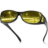 DUCO Night Vision Driving Glasses Fit Over Glasses for Men and Women HD Anti Glare Polarized Yellow Nighttime Lens 8953Y