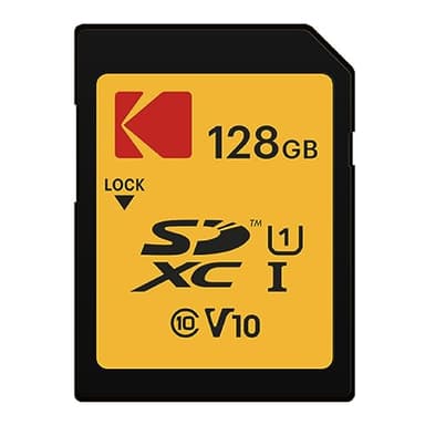 Kodak SDXC Card 128GB UHS-I U1 V10 Premium, up to 85MB/s Read Speed, for Full HD Video and High-Resolution Pictures, Compatible with SDXC Standard - EKMSD128GXC10K