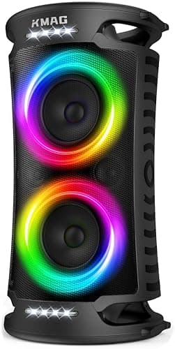 Large Bluetooth Speaker, 260W Peak Powerful Loud Sound with Deep Bass, 15Hr Playtime, Fast Charge, TWS, Cool Lights, Portable Outdoor Speaker Wireless for Party, Camping, Beach, Backyard, Home, Work