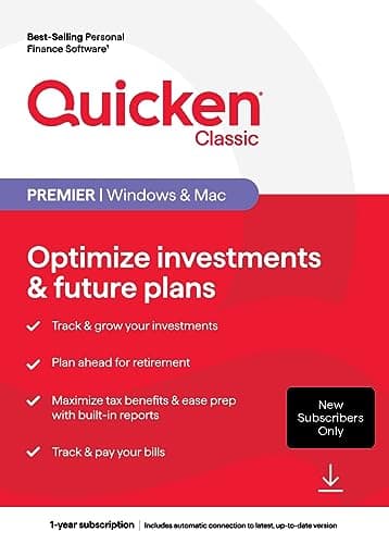 Quicken Classic Premier for New Subscribers| 1 Year [PC/Mac Online Code]