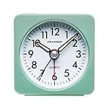 Peakeep Ultra Small, Battery Travel Alarm Clock with Snooze and Light, Silent with No Ticking Analog Quartz (Aquamarine)