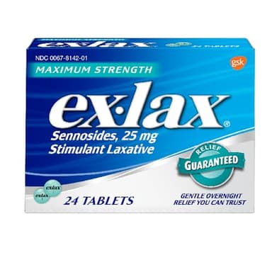 Ex-Lax Maximum Strength Stimulant Laxative Constipation Relief Pills for Occasional Constipation, Gentle Laxatives - 24 Count