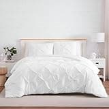Kotton Culture 1000 Thread Count Pleated Duvet Cover - 3 Piece Duvet Set 100% Egyptian Cotton Breathable All Season with Zipper & Corner Ties Soft Comforter Cover (White, King/Cal King)