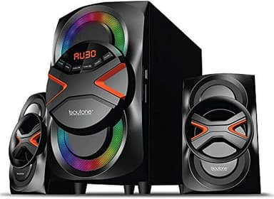 Boytone, 2.1 Bluetooth Powerful Home Audio Speaker System, FM Radio, SD Slot, USB Ports, 54 Watts, Disco Lights, Remote Control, for Smartphone, Tablet. 110/220V (BT-626F)