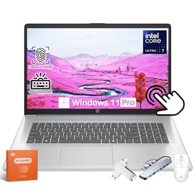 HP 17 inch Touchscreen Business Laptop 2025, Intel Ultra 7 255U (Max 5.2GHz), 17.3" Anti-Glare Touchscreen HD+ Display, Backlit Keyboard, Fingerprint Reader, 16 GB DDR5, 1 TB SSD, Windows 11 Pro