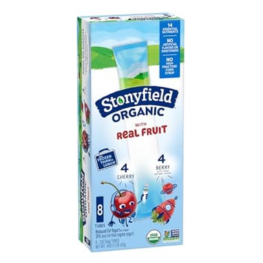Stonyfield Organic Kids Cherry & Berry Lowfat Yogurt Tubes Variety Pack, 2 oz., 8 Ct - #1 Organic Kids Yogurt, No Artificial Flavors or Sweeteners