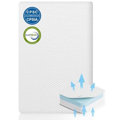 Lisara Bassinet Mattress, 41" x 29" Dual Sided Gel Memory Foam Mattress with Waterproof, Removable and Breathable Ice Silk Cover, Fit for 4moms Breeze Plus Portable Playard