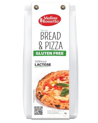 Molino Rossetto Gluten Free Pizza Dough Mix with Active Dry Yeast – Healthy Pizza Crust or Bread Dough, Vegan, Italian Gluten Free Flour Blend, Perfect for GF Baking, Celiac-Friendly – 17.64 oz