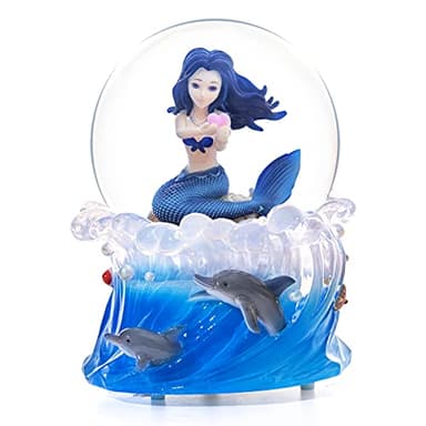 Mermaid Snow Globe Music Box with Light, Ocean Theme Birthday Gift for Girls Daughter Girlfriend Wife Women Anniversary Christmas Birthday Gift Musical Box Play You are My Sunshine