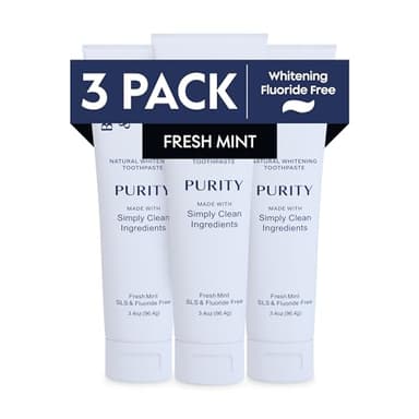 Better & Better Purity Toothpaste | Natural Whitening Toothpaste Without Additives | Organic, Vegan, Fluoride & SLS Free | Coconut-Based Formula w/Fresh Mint Flavor | 3.4oz