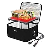 Aotto Portable Oven, Electric Lunch Box Food Heater - 12V/24V/110V 3-in-1 Car Food Warmer - Mini Personal Microwave Heated Lunch Box Warmer for Car, Truck, Travel, Office & Home Use - Black