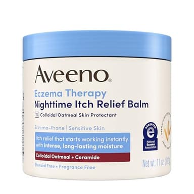Aveeno Eczema Therapy Nighttime Itch Relief Balm, Colloidal Oatmeal Formula Instantly Soothes Itchy, Eczema-Prone Skin, Moisturizing Balm for Sensitive Skin, Steroid- & Fragrance-Free, 11 oz
