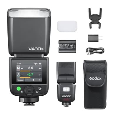 Godox V480-S V480 Flash for Sony, Touchscreen Speedlite, GN50 High Output, USB-C Charging, 1.7s Fast Recycle, 650 Full-Power Flashes, 2.4G Wireless 1/8000s HSS GODOX V480S V480 S TTL Flash Speedlight