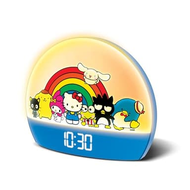 Hello Kitty and Friends Sunrise Alarm Clock - Multicolor Lights, USB Charging, LED Display, and Snooze Function