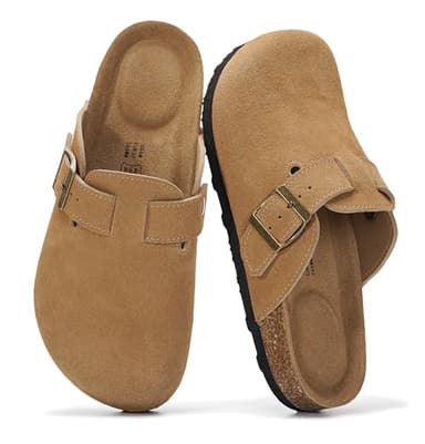 Project Cloud Genuine Leather Footbed Clogs for Women - Memory Foam Arch Support Slippers for Women - Trendy Slip-ons Women's Mules & Clogs Sandals (Benton,RSTSDE,8.5M)