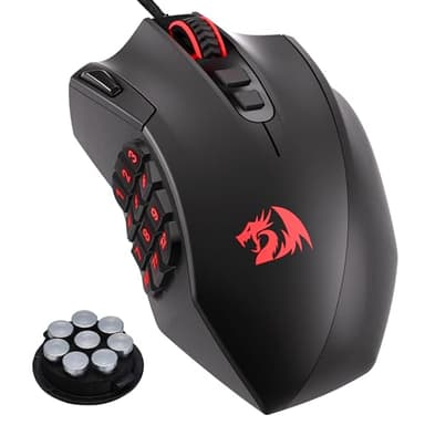 Redragon M921 MMO Gaming Mouse, 12400 DPI High Precision Wired RGB Mice w/18 Programmable Buttons, 12 Side Macro Keys, Software Supports for PC Laptop