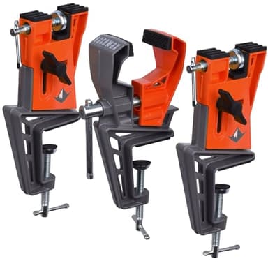 RaceWax Ski Vise Set - Three Piece, All-Metal, World Cup Pro Ski Vise Kit for Tuning, Edging, and Waxing - Heavy Duty, Adjustable Design with Non-Slip Clamp Pads for Secure Grip (PB-4100)