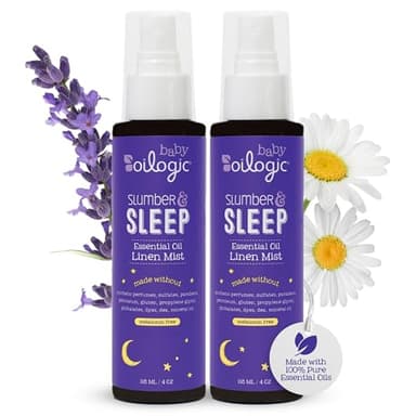 Oilogic Slumber & Sleep Spray for Babies & Toddlers - Aromatherapy Linen Spray with 100% Pure Essential Oils Sleep, Comfort, & Wellness Blends - Pediatrician-Tested Baby Essentials for Bedtime, 2-Pack