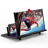 14" Screen Magnifier,3D HD Mobile Phone Magnifier Projector Screen Enlarger for Movies, Videos, and Gaming,Foldable Cell Phone Stand with Screen Amplifier,Supports All Smartphones (Black, 14inch)