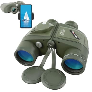 BOSTRON 10X50 Marine Binoculars with Rangefinder Compass, IPX7 Floating Waterproof Marine Binoculars for Adults with BAK4 Prism FMC Lens for Sailing Boating Navigation Bird Watching