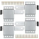 4 Pack Garage Door Side Lock with Self Tapping Screws, Heavy Duty Inside Deadlock Dual Side Lock Part, Galvanized Steel, for Door Security Slide Latch Assembly Replacement, Black PVC Handle Cover