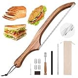 Mooues 12 Pcs Bread Knife Set, Acacia Wood(15.7") - Double Serrated Bread Knife for Homemade Bagels, Baguettes and More - Sourdough Bread Slicer, Cuts Thin, Even Slices - Premium Stainless Steel