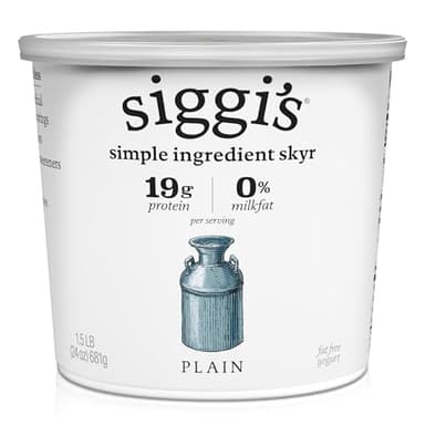 siggi's® Icelandic Strained Nonfat Yogurt, Plain, 24 oz. Multiserving Container – Thick, Protein-Rich Yogurt Snack