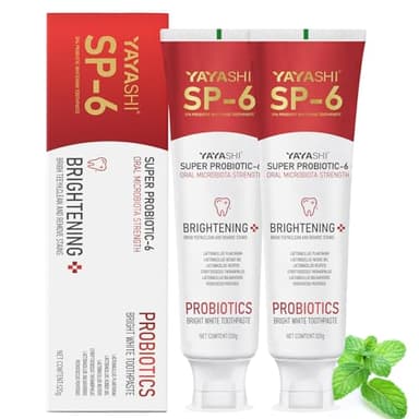 2-Pack SP-6 Probiotic Whitening Toothpaste - Enhanced Formula with 6 Probiotics for Teeth Whitening and Gum Health - Enamel-Safe, Fluoride-Free, Double Mint Flavor,Fresh Breath (Double Mint)