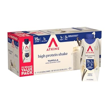 Atkins Vanilla High Protein Shake, 15g Protein, 12 Count