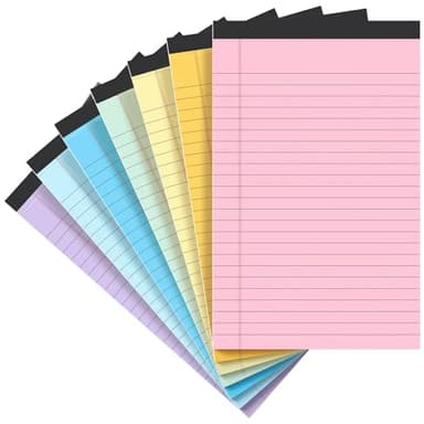 VITEVER Small Note Pads 5x8, [7 Pack] Colorful College Narrow Ruled Legal Pads,Micro Writing Pads Perforated Lined Note Paper for Study, Office, To-Do Lists, 30 Sheet/notepad, Multicolor