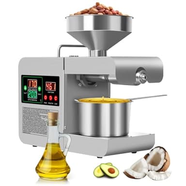 JOYKUVA 850W Automatic Oil Press Machine, Hot & Cold Press Oil Machine for Home Commercial, 110V 104~572°F Electric Oil Extractor for Walnut Olive Kernel Peanut Sesame Coconut Soybean Sunflower Seeds