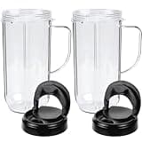 22oz Magic Bullet Blender Cups Replacement Parts -Food Grade Material -with Flip Top To-Go Lid and Handle for Magic Bullet 250w MB1001 Blender Accessories(2 Pack) by TOMOON