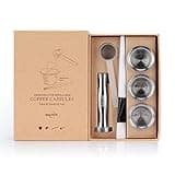 RECAPS Reusable Coffee Filter Capsules Compatible with Nespresso Original 3PCS Refillable Coffee Pods Permanent Coffee Filter Stainless Steel 120PCS Aluminum Foil Lids Coffee Tamper