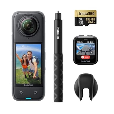 Insta360 X4 GPS Bundle- 8K Waterproof 360 Action Camera, 4K Wide-Angle Video, Invisible Selfie Stick Effect, Removable Lens Guards, 135 Min Battery Life, AI Editing, Stabilization, for Sports, Travel