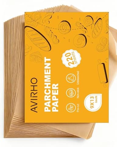 220 Sheets Parchment Paper for Baking - Unbleached Non-Stick Precut Baking Paper | Heavy Duty Oven & Air Fryer Safe | 100% Natural Parchment Paper Sheets, Non-Toxic, Chlorine-Free, 9x13 Inch