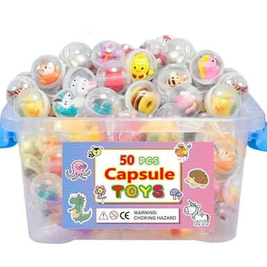 50pcs Adorable Mini Kawaii Capsule Toys Collection Perfect for Sharing Educational Great for Kids Boys Girls Goodie Bag Christmas Stocking Stuffers Treasure Box Classroom Prizes Carnival Gifts