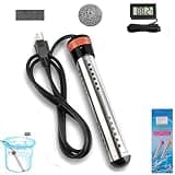 Laboomkey 2000W Immersion Water Heater,Portable Bucket Heater with Digital LCD Thermometer, Stainless Steel Guard Anti-scalding Submersible Water Heater for Pool Bathtub,UL Listed