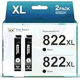 Kolor Expert Remanufactured 822XL Ink Cartridge Replacement for 822XL 822 XL T822XL Black for Workforce Pro WF-3820 WF-4820 WF-4830 WF-4833 WF-4834 Printer (2 Black)