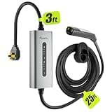 FlowGo Tesla Charger 40A Level 2 EV Charger NACS 240V with 14-50 Plug 25 FT Cable 9.6KW Portable Tesla Charging Equipment 15-40 Amps Adjustable Current Mobile Electric Car Chargers for Model 3/S/Y