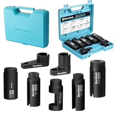 DURATECH 7PCS O2 Oxygen Sensor & Oil Pressure Socket Set, 1/2" 3/8" Drive x 22mm (7/8") 27mm 29mm Oxygen Socket Wrench, O2 Sensor Remover Removal Tool