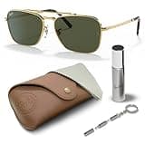 Ray-Ban RB3636 NEW CARAVAN Square Shape Sunglasses With Eyewear Kit Bundle - Adjustable Nose Pads - Ideal Formal and Casual Wear Square Sunglasses