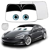 Gven for Tesla Model 3 Sunshade for Tesla Model Y Windshield Sunshade 2016-2024 Car Shade Front Window Shade Double Layer Blocks UV Rays Sun Visor Protector 100% Cover