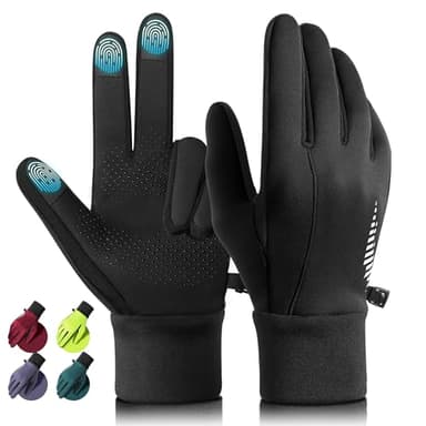 rivmount Winter Gloves Women Men, Cold Weather Touch Screen Liner Glove, Windproof 3-Layers, for Running, Cycling, Biking, Hiking, Driving(Black, Size M)