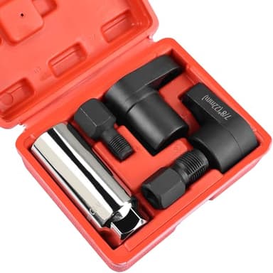 5PCS O2 Oxygen Sensor Socket Set, 3/8 in Drive, 7/8 in (22mm), Premium Removal Tool with Thread Chasers & Offset Wrenches, Heavy-Duty Automotive Kit for Easy Installation & Repair